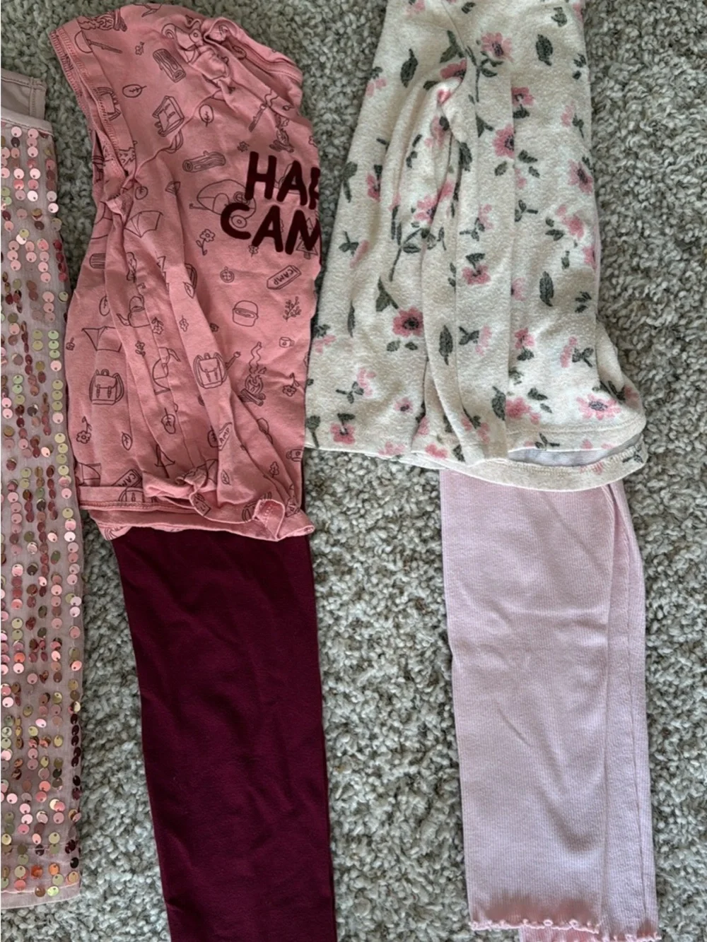 Girls 4t outfits Mixed Tops & Leggings Bundle in Pink, Purple, Cream